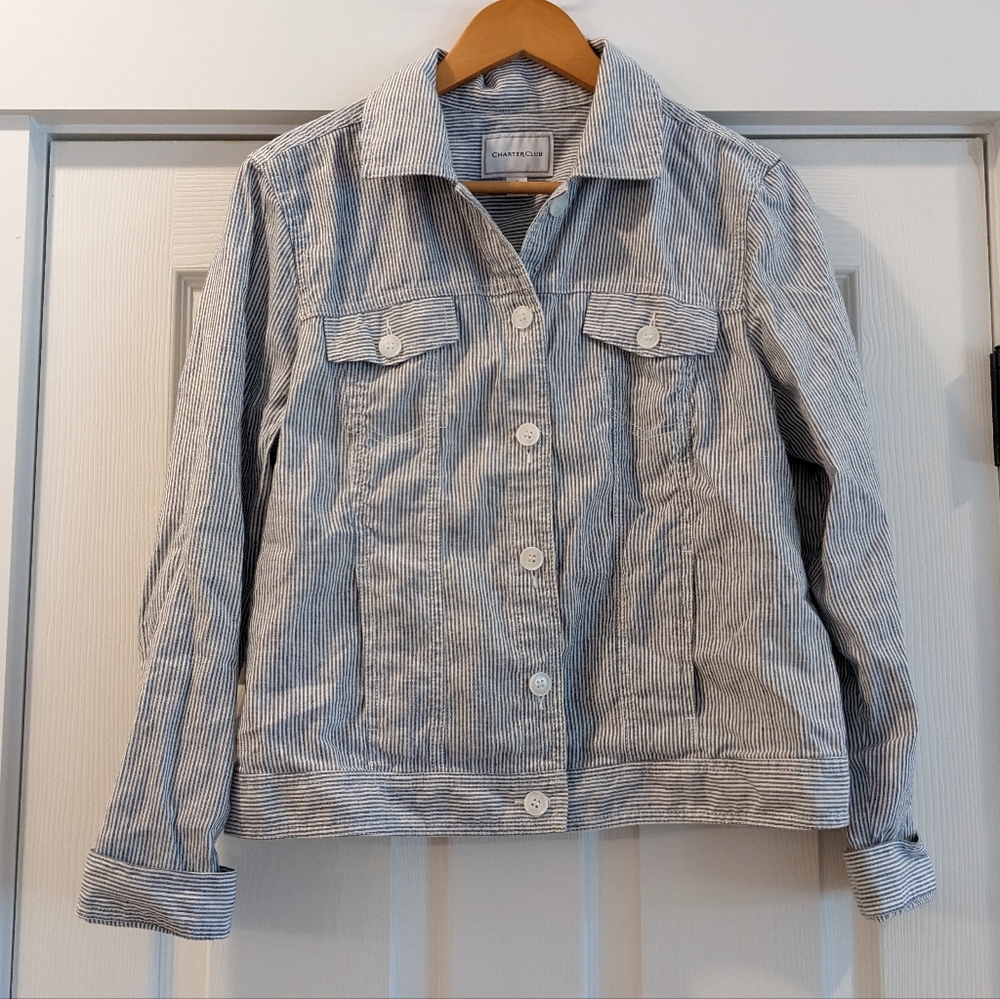 Charter Club Striped Shirt Jacket